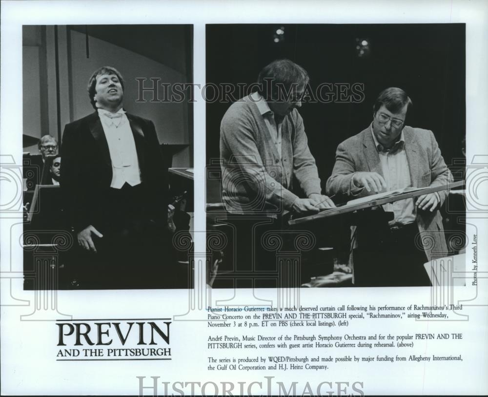 Press Photo Pianist Horacio Gutierrez on "Previn And The Pittsburgh" concert - Historic Images