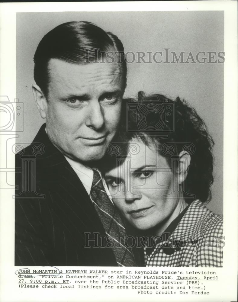 1982 Press Photo John McMartin and Kathryn Walker "Private Contentment" - Historic Images