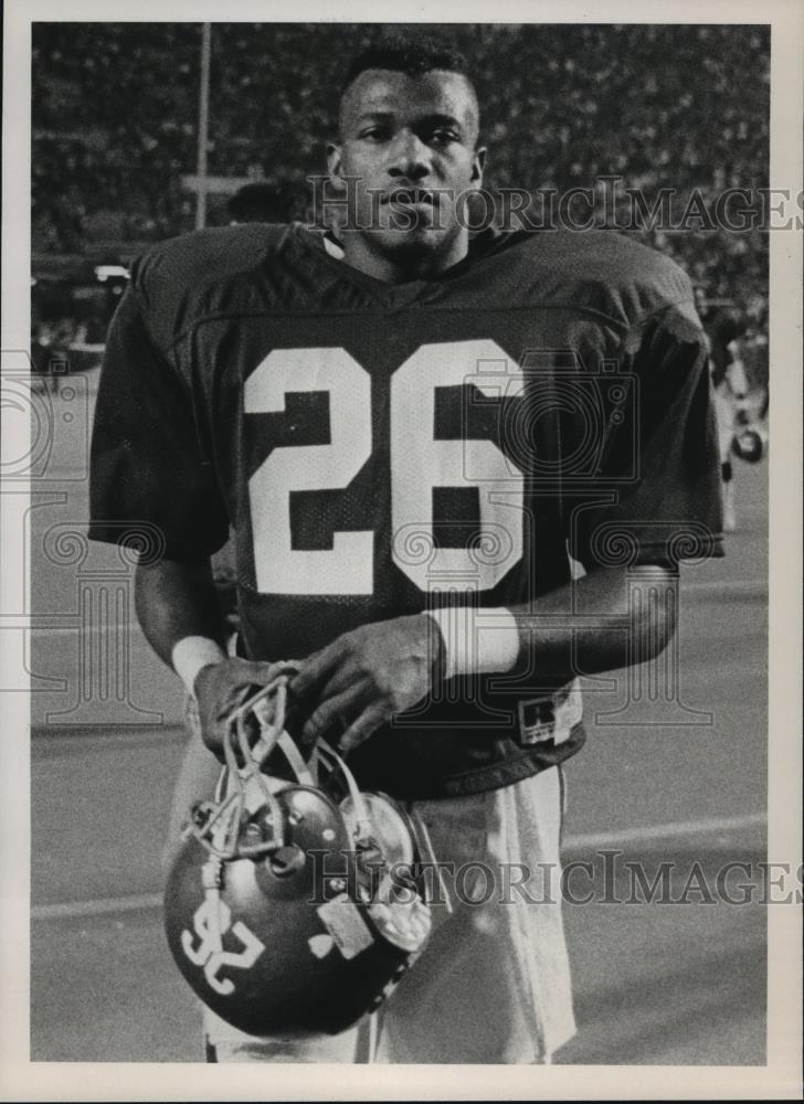 1987 Press Photo Alabama football player #26 Humphrey after the game. - Historic Images