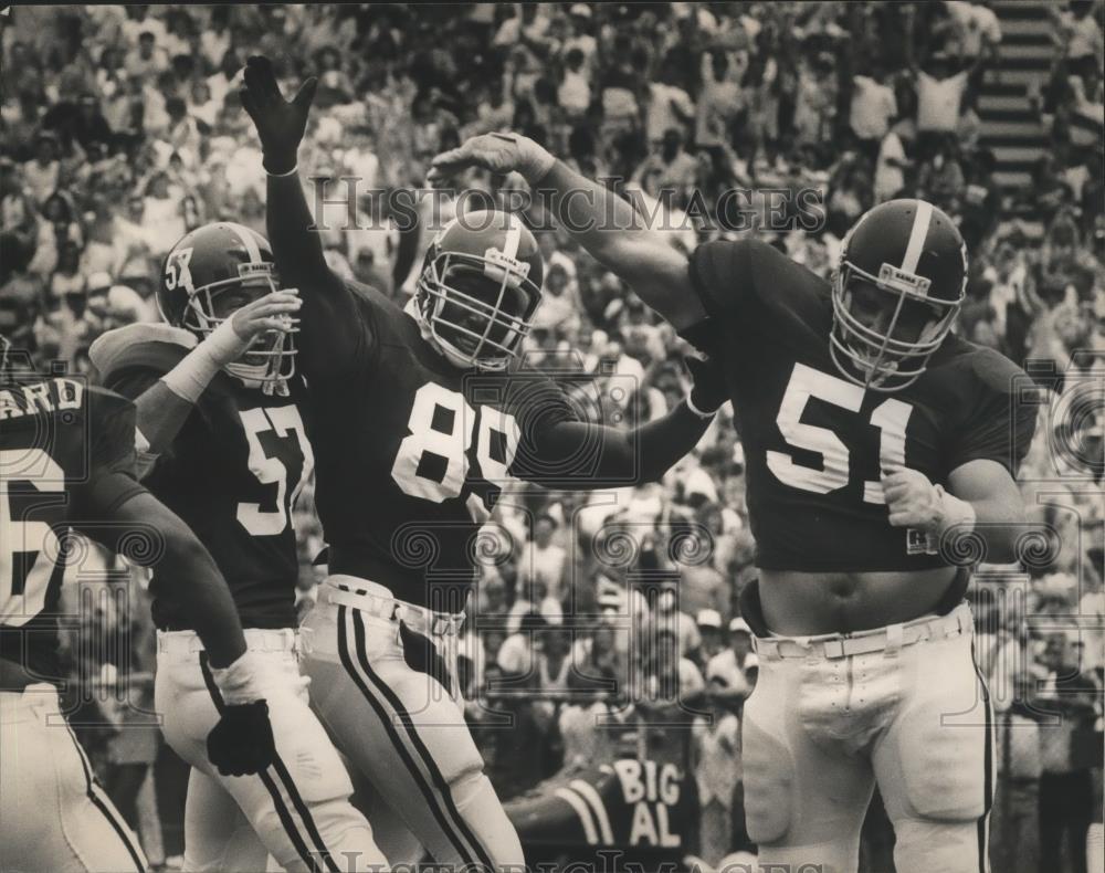 Press Photo Alabama&#39;s #57 Randy Rockwell, #89 Phillip Brown, and #51 Tommy Cole - Historic Images