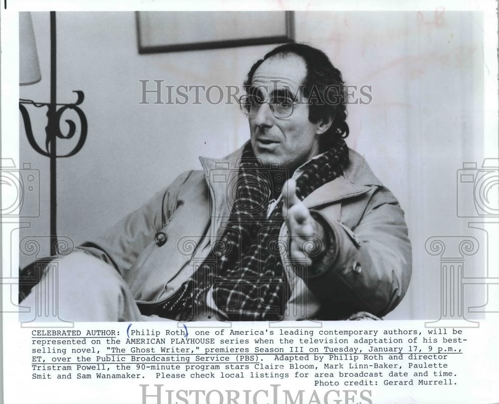 1983 Press Photo Philip Roth is represented on PBS&#39;s show American Playhouse - Historic Images