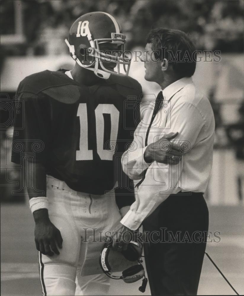 1984 Press Photo Alabama Football Ch Ray Perkins And Quarterback Vince Sutton - Historic Images