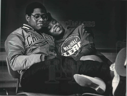 1985 Press Photo David May and Ariana Washington at Milwaukee Art High School - Historic Images
