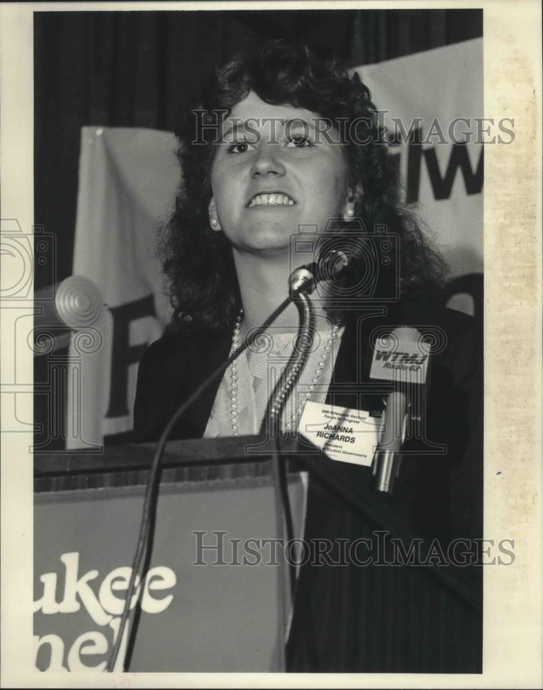 1986 Press Photo JoAnna Richard President Of United Council Of Student UN - Historic Images