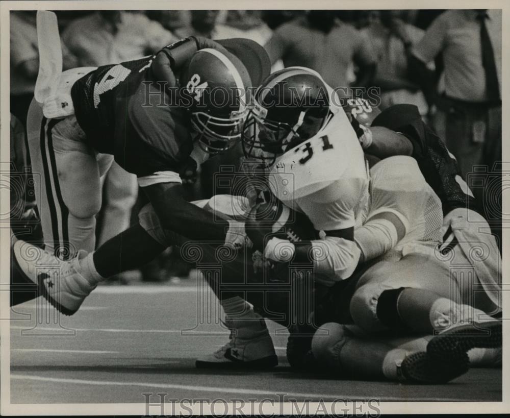 Press Photo Alabama&#39;s Webb, Sullins, Southern Mississippi&#39;s Nelson In Football - Historic Images