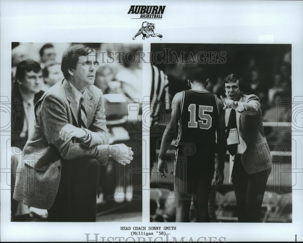 Press Photo Auburn Head Basketball Cch Sonny Smith Watching And Instructing - Historic Images