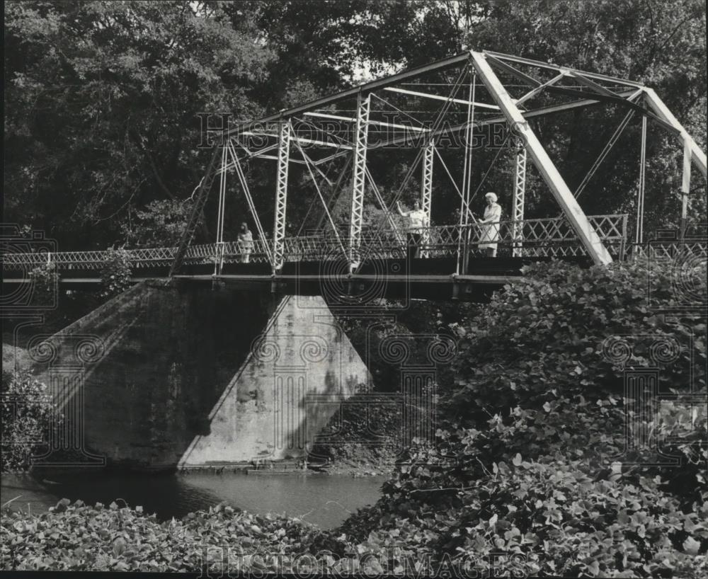 1980 Press Photo Three Generations Standing on Bridge to be Replaced, Alabama - Historic Images