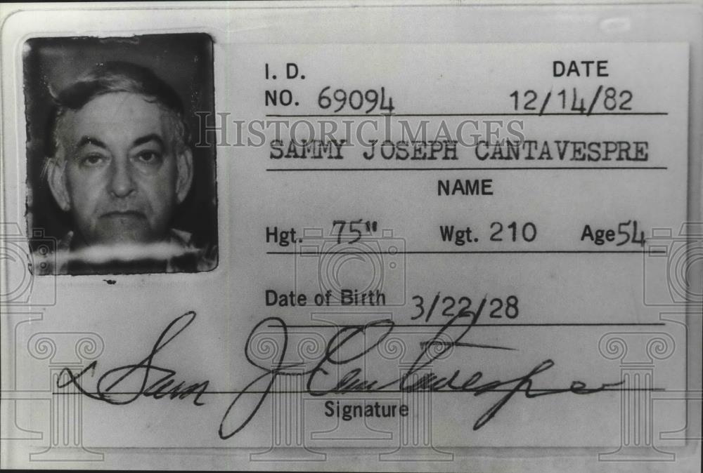 1983 Press Photo ID of Sammy Joseph Cantavespre, Criminal, Birmingham, Alabama - Historic Images