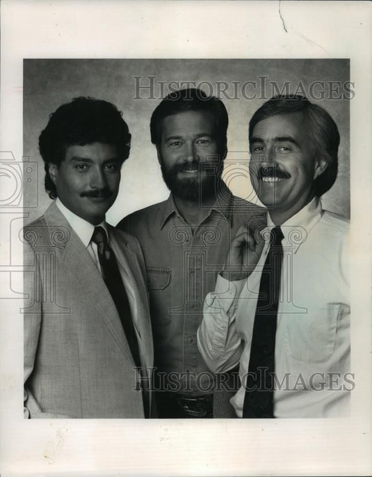 1989 Press Photo Carlos Pagan, Dave Iverson, Dan Small, Milwaukee TV hosts - Historic Images