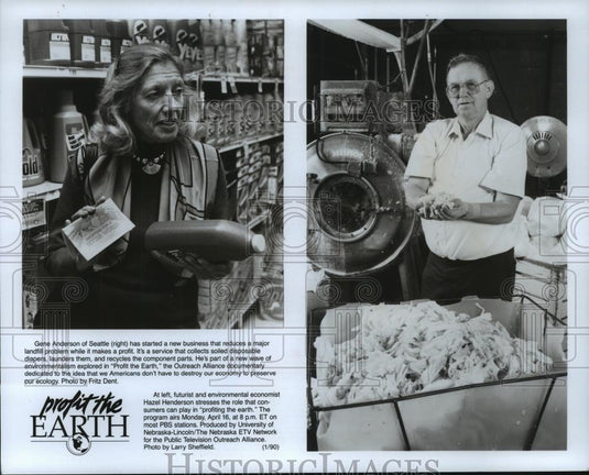 1990 Press Photo Gene Anderson & Hazel Henderson in Outreach Alliance film - Historic Images