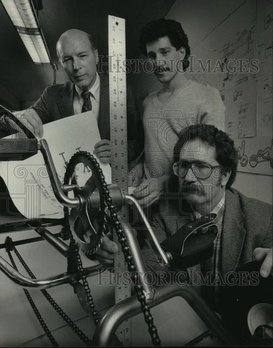 1985 Press Photo Ronald Homann, John Wermuth, Tom David at Milwaukee - Historic Images