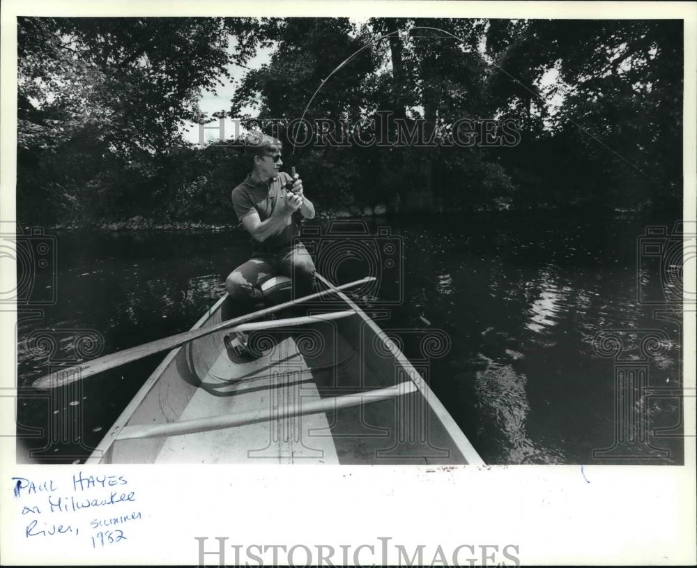 1982 Press Photo Paul Hayes on Milwaukee River, Summer 1952 - mjb63681 - Historic Images