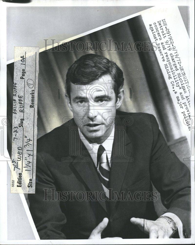 1972 Press Photo Detroit Philip Ruppe Politician Mining - RRV54965 - Historic Images