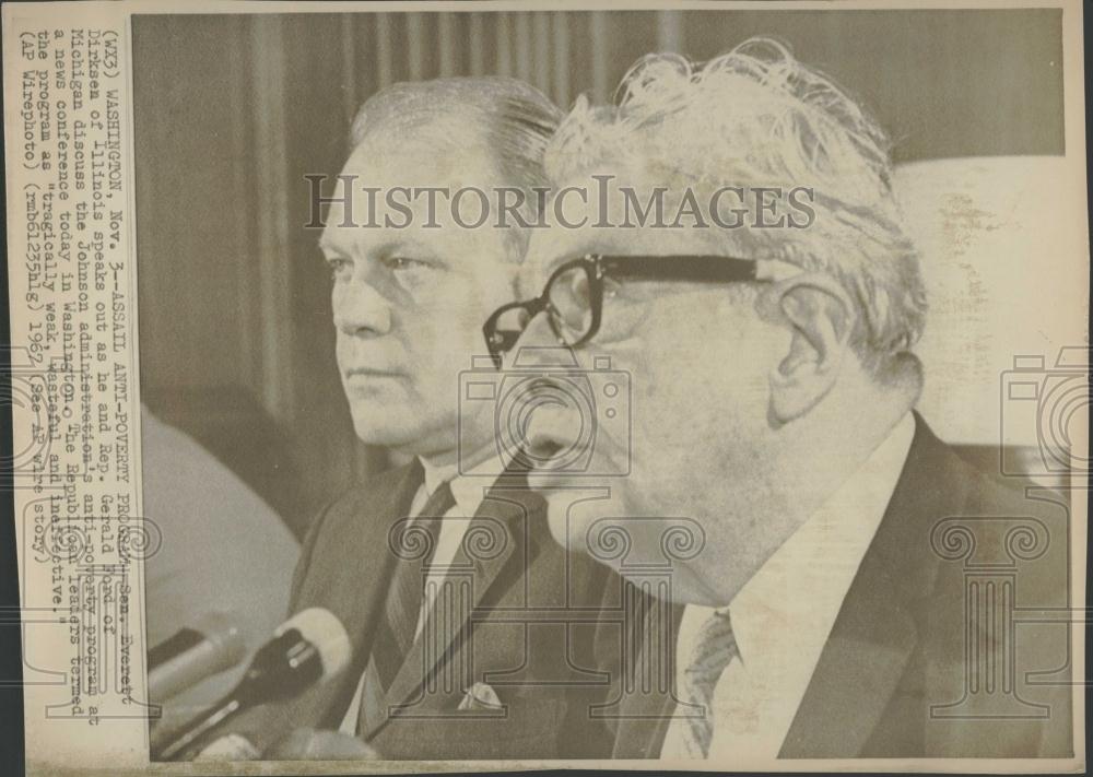 1967 Press Photo Everett Dirksen Gerald Ford Johnson IL - RRV28831 - Historic Images