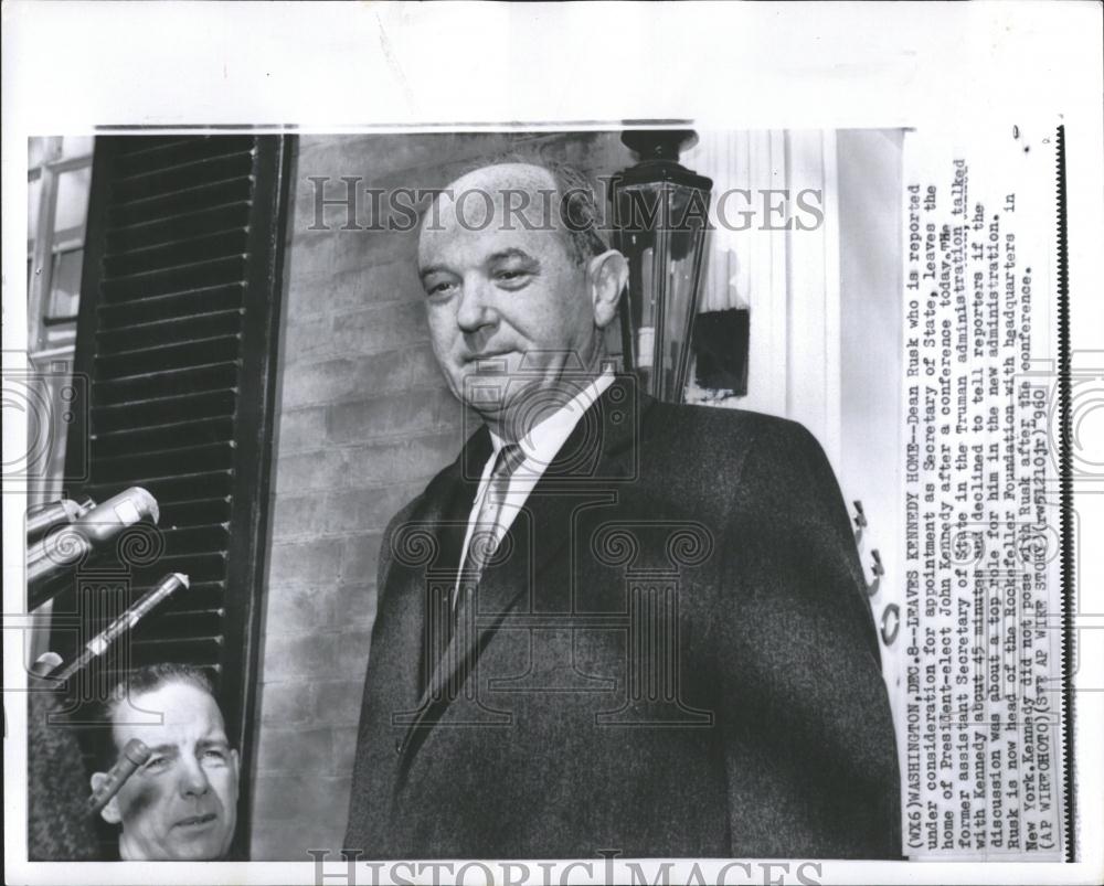 1960 Press Photo Dean Rusk Head Rockefeller Foundation - RRV39041 - Historic Images