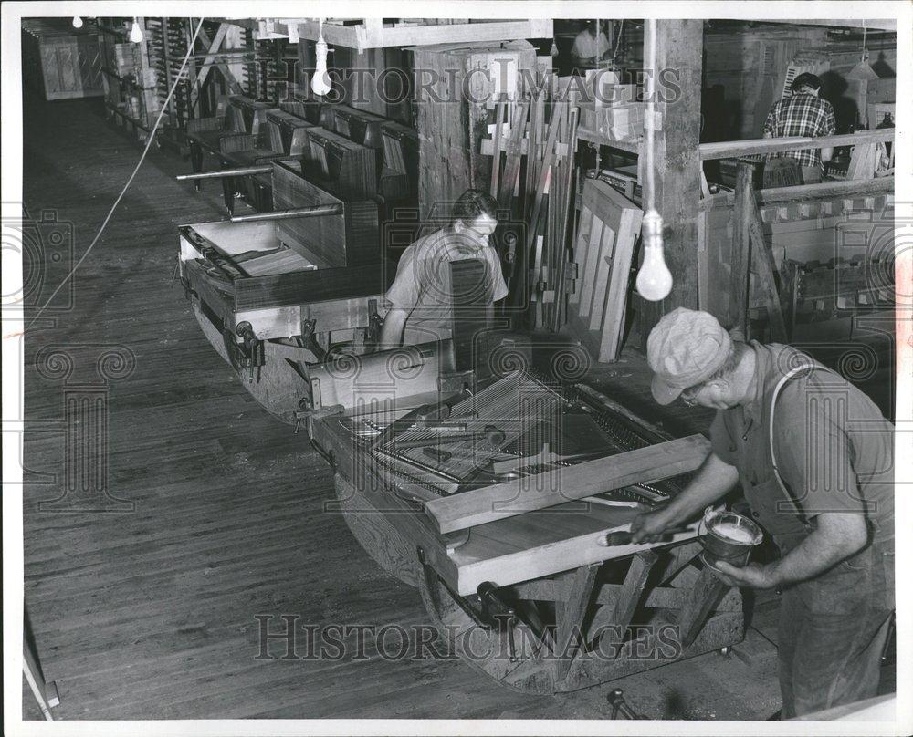 1957 Press Photo Gunnell brothers working wood factory - RRV58207 - Historic Images