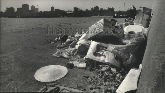 1985 Press Photo Summer Youth Employment Training Program helps clean up litter - Historic Images