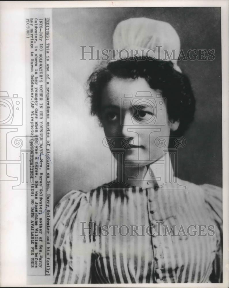 Press Photo Nurse Josephine Williams, mother of Senator Barry Goldwater - Historic Images