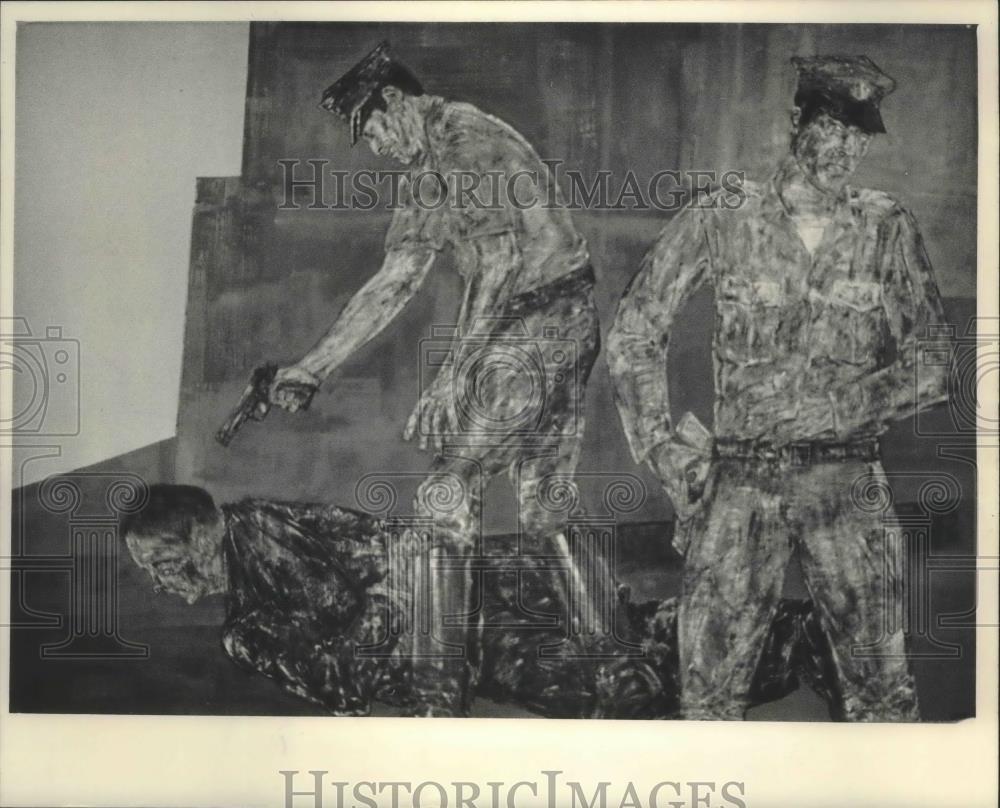 1985 Press Photo Leon Golub&#39;s painting &quot;White Squad III&quot; - mjb65718 - Historic Images