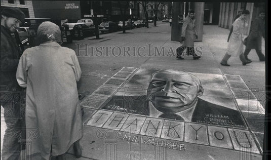 1992 Press Photo Chalk art of William O'Donnell by Gary Palmer 24, Wisconsin - Historic Images