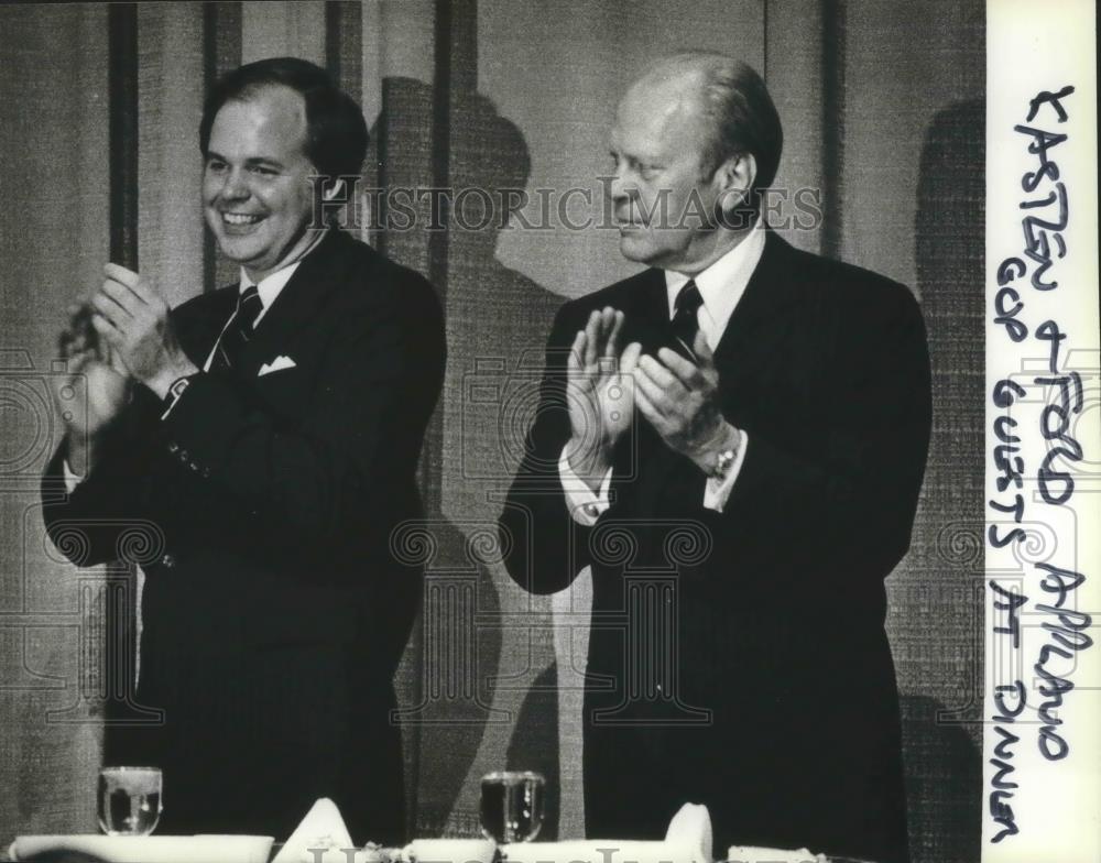 1982 Press Photo Kasten and Ford applaud at GOP dinner, Milwaukee - mjb67644 - Historic Images