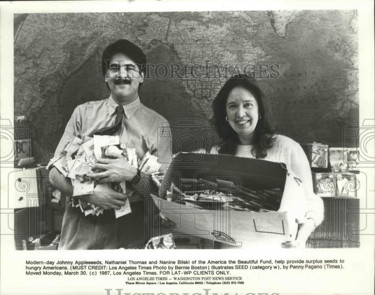 1987 Press Photo America the Beautiful Fund provides seeds to hungry Americans - Historic Images