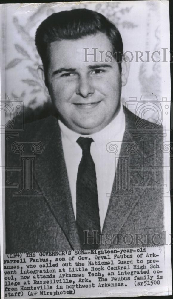 1957 Press Photo Gov Faubus Son College Student - RRV13009 - Historic Images