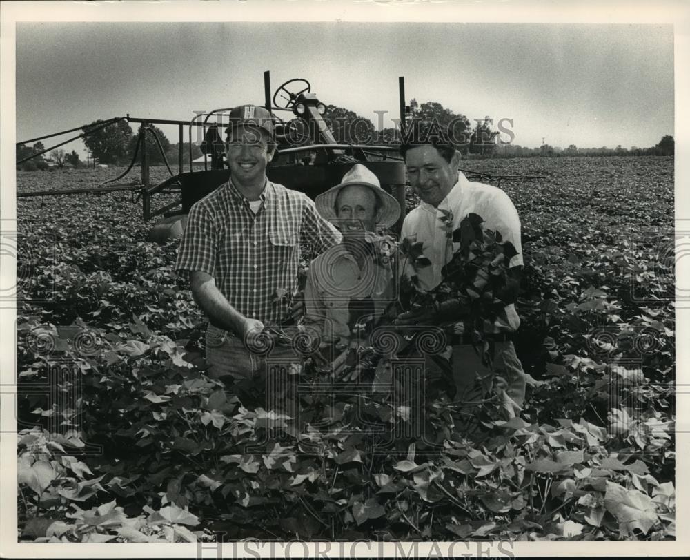 Press Photo Alabama cotton farmers Jerry and Earl Baker with John Jones. - Historic Images