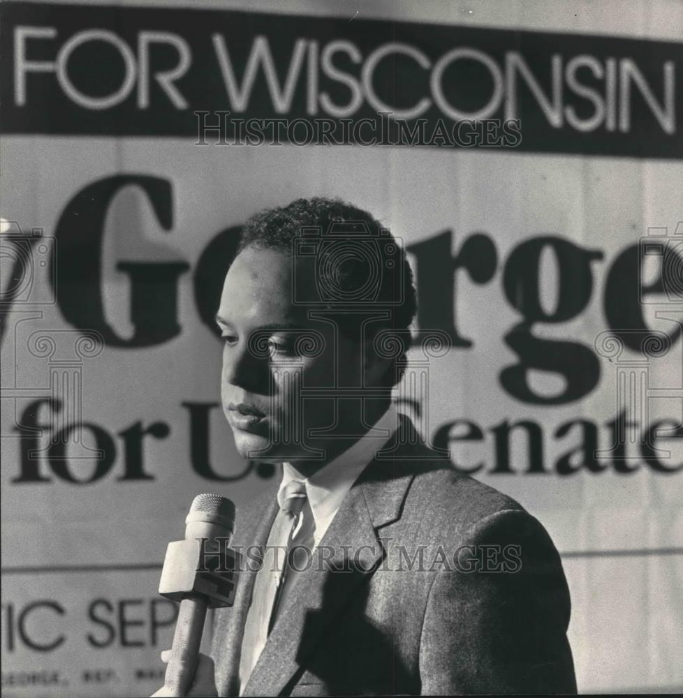 1986 Press Photo Gary George at his U.S. Senate campaign party - mjb66819 - Historic Images