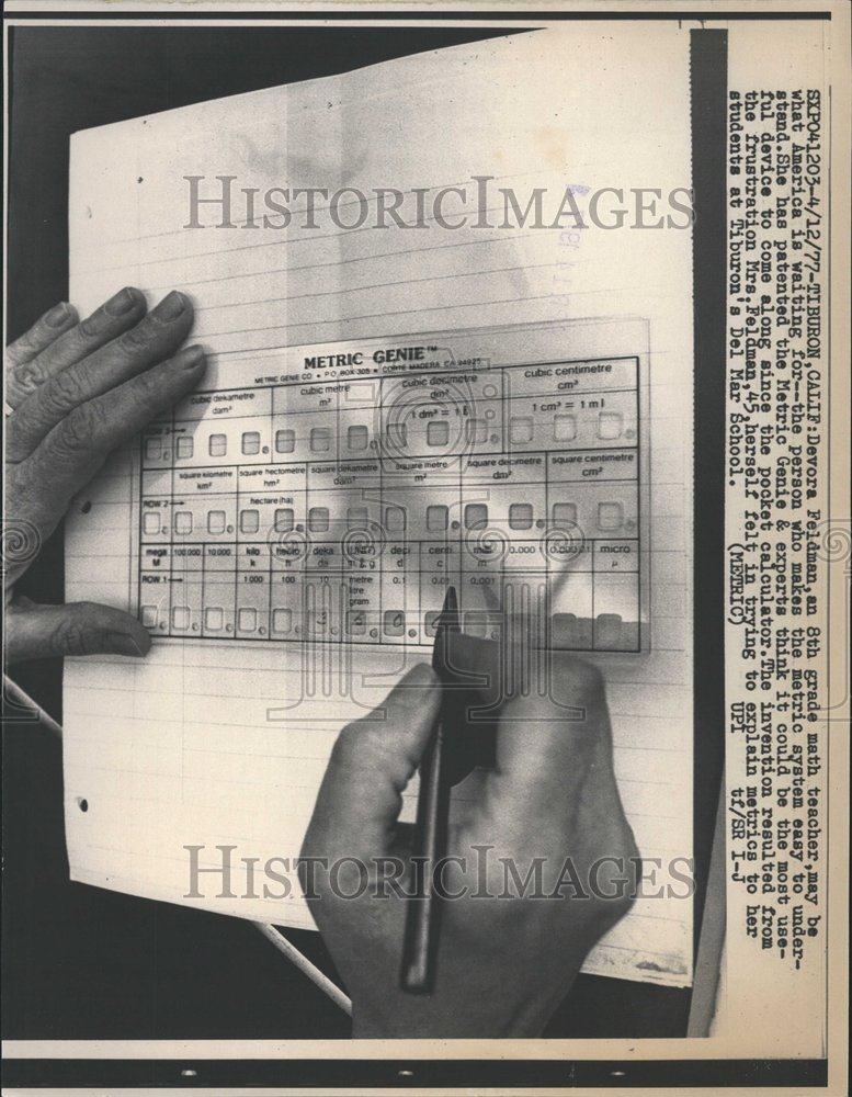 1977 Press Photo Devora Feldman Math Teacher Metrics - RRV55319 - Historic Images