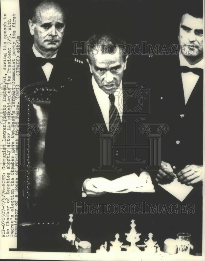 1976 Press Photo Pietro Ingrao during speech to Chamber of Deputies in Rome - Historic Images