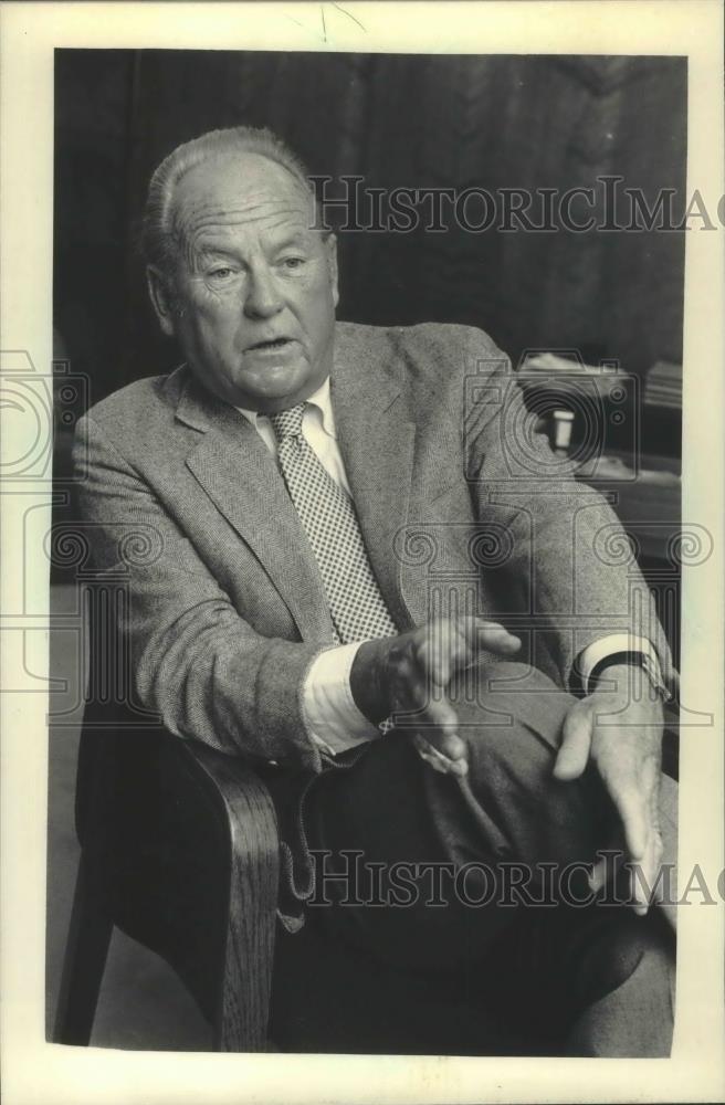 1985 Press Photo Milwaukee, Bruner Corporation, David G. Nancarrow, president - Historic Images