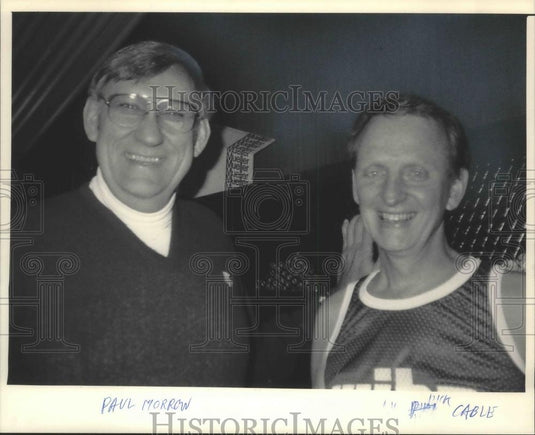 1986 Press Photo Paul Morrow and Dick Cable at Wisconsin's alumni game - Historic Images