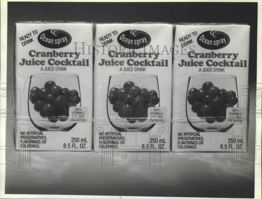 1983 Press Photo Kenosha's Ocean Spray plant introduces new paper juice bottles - Historic Images