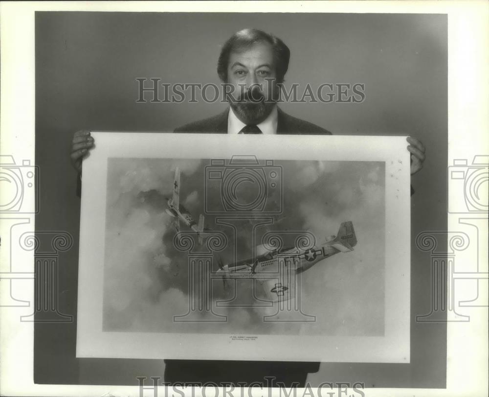 1982 Press Photo Dan Murphy, artist with painting - mjb74679 - Historic Images