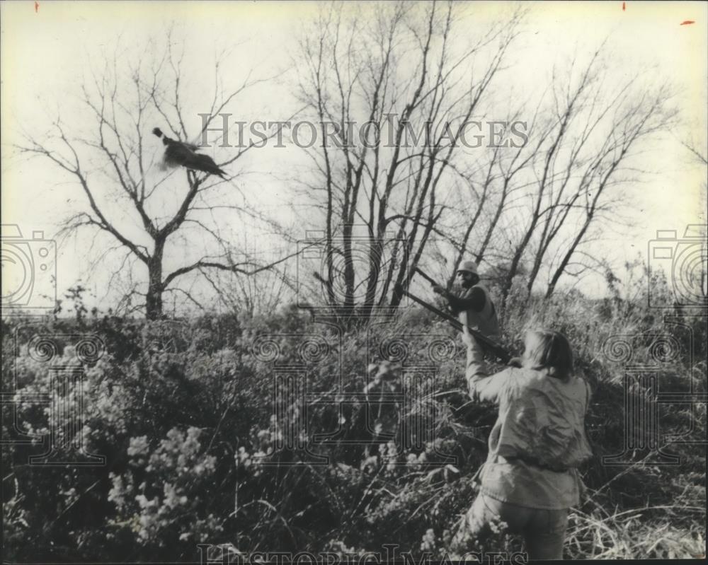 1980 Press Photo Unidentified hunter at a Fond du Lac County marsh, Wisconsin - Historic Images