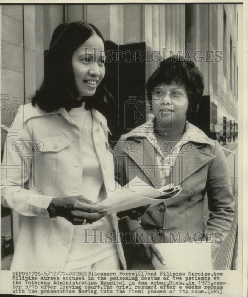 1977 Press Photo Leonora Perez & Filipina Narcise accused of poisoning patients - Historic Images