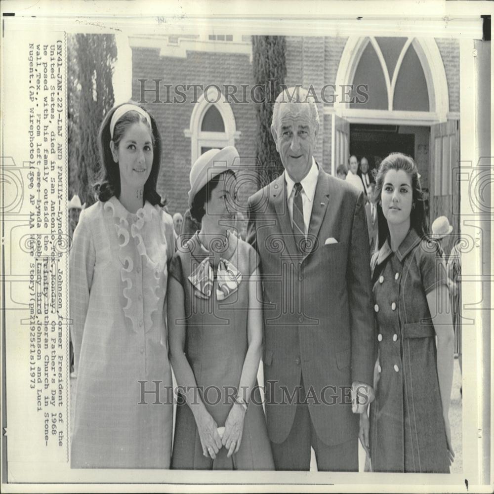 1973 Photo Pres. Lyndon Johnson&quot;s Family Leaving Church - RRV27081 - Historic Images