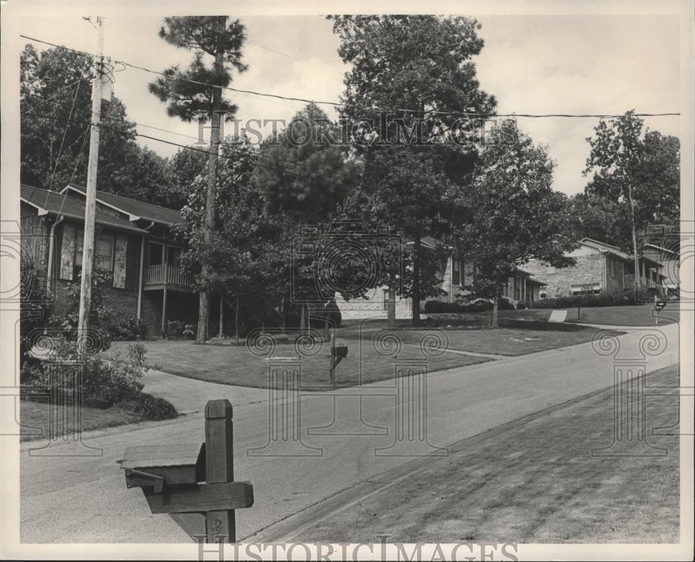 1985 Press Photo Homes line Fox Hollow Lane, Pinewood subdivision, Hoover - Historic Images