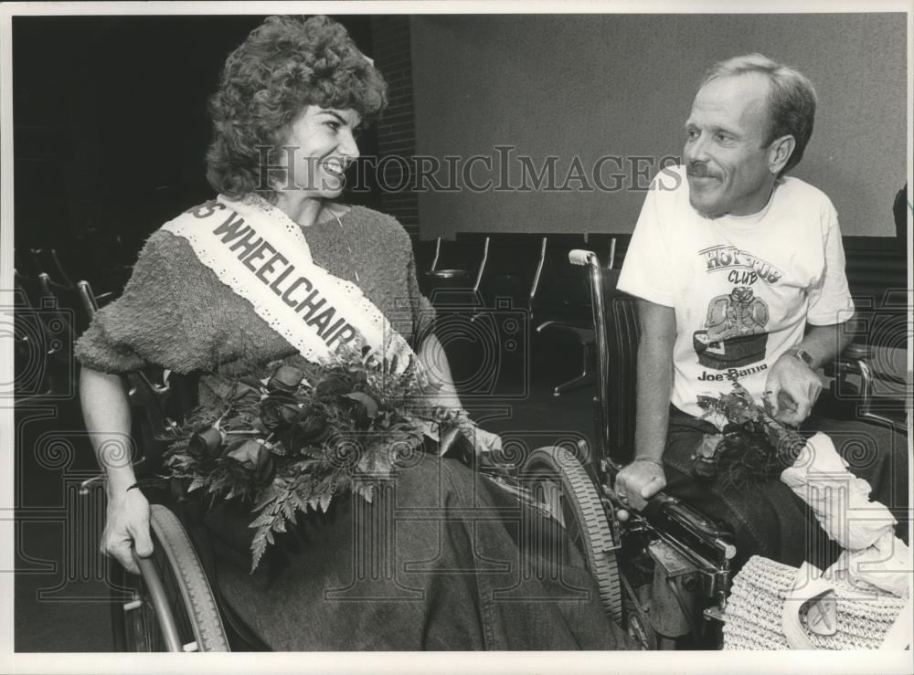1987 Press Photo Peggy Simpson, Miss Wheelchair America &amp; Mickey Roy, Birmingham - Historic Images