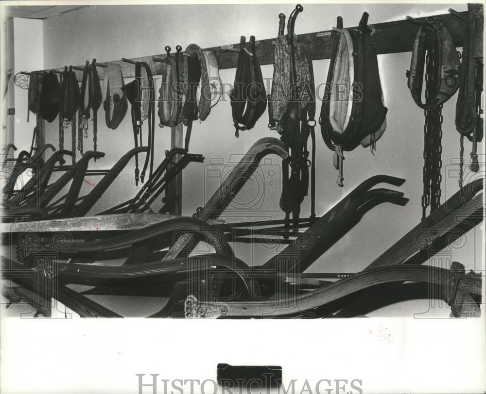 1982 Press Photo Plows and Harnesses at the Pike Museum, Troy, Alabama - Historic Images