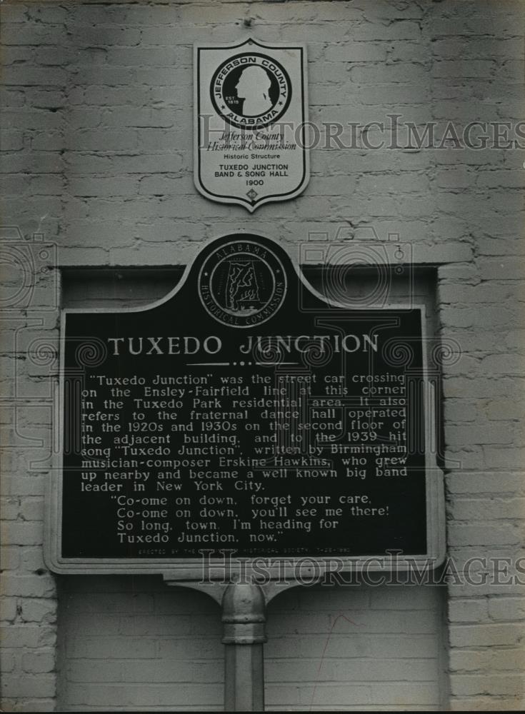 1983 Press Photo Tuxedo Junction Memorial Plaque, Alabama - abna12994 - Historic Images