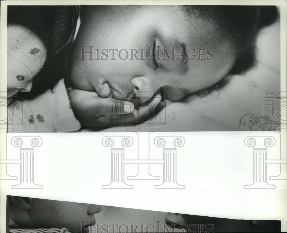 1982 Press Photo Chenille Ealy, Sleeping at Bessie Gray Child Care Center - Historic Images