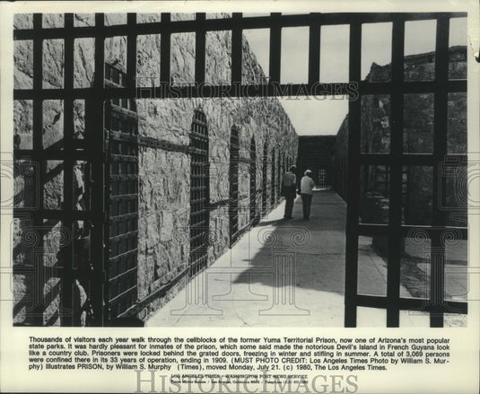 1980 Press Photo Cellblock view at Yuma Territorial Prison, now a state park. - Historic Images