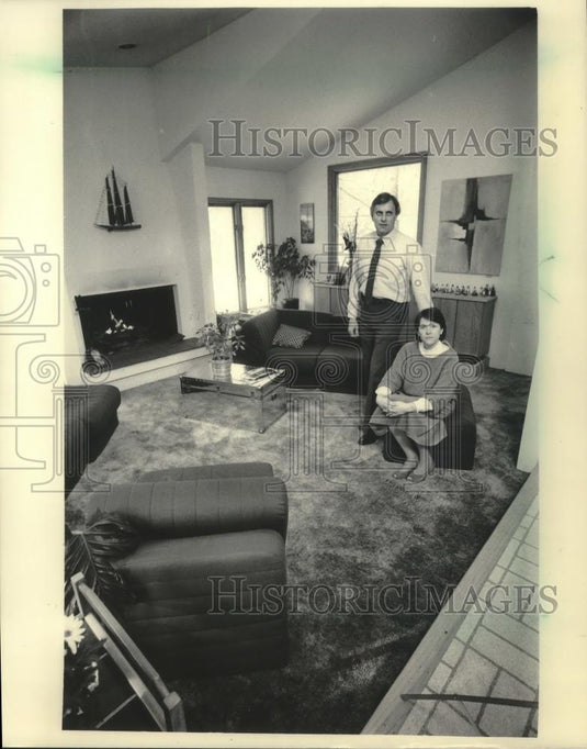 1985 Press Photo Living Room in Architect Ilmar Junge's Glendale Home - Historic Images