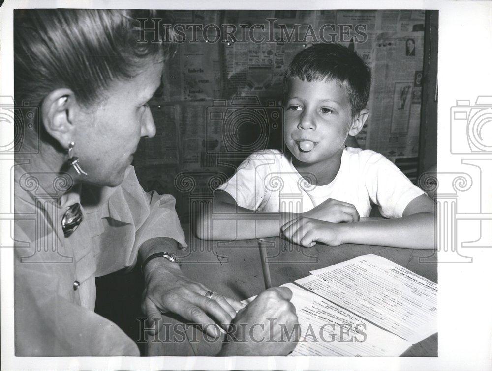 1956 Press Photo enrolling in school for new term - RRV58659 - Historic Images