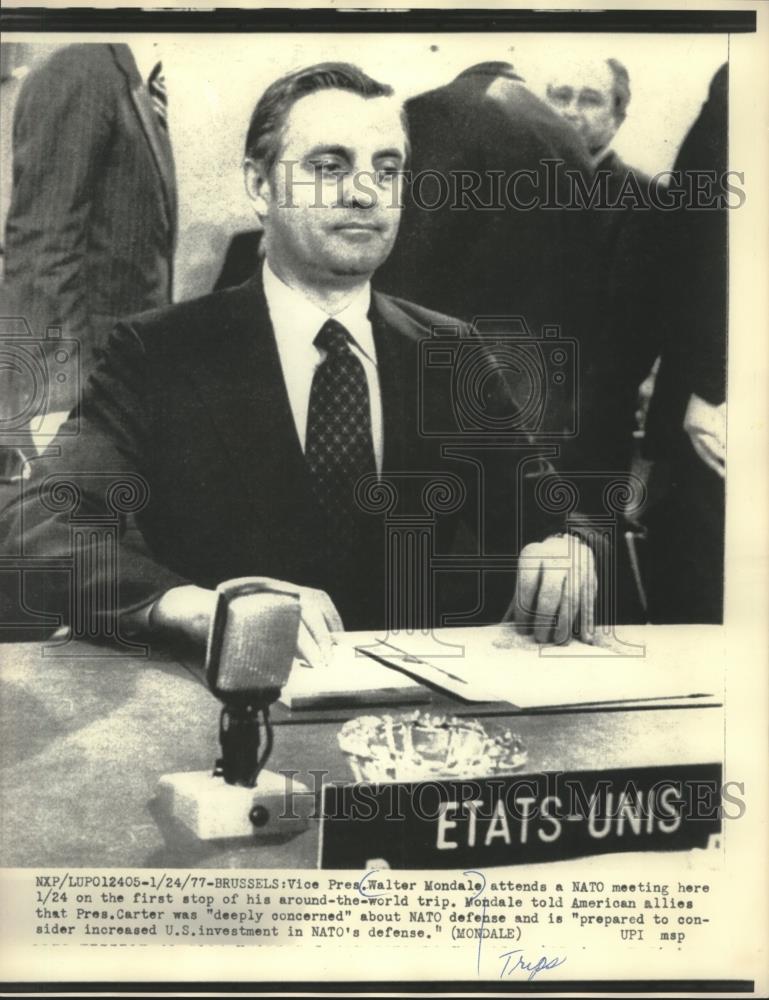 1977 Press Photo Vice President Walter Mondale attends a NATO - mjb85475 - Historic Images