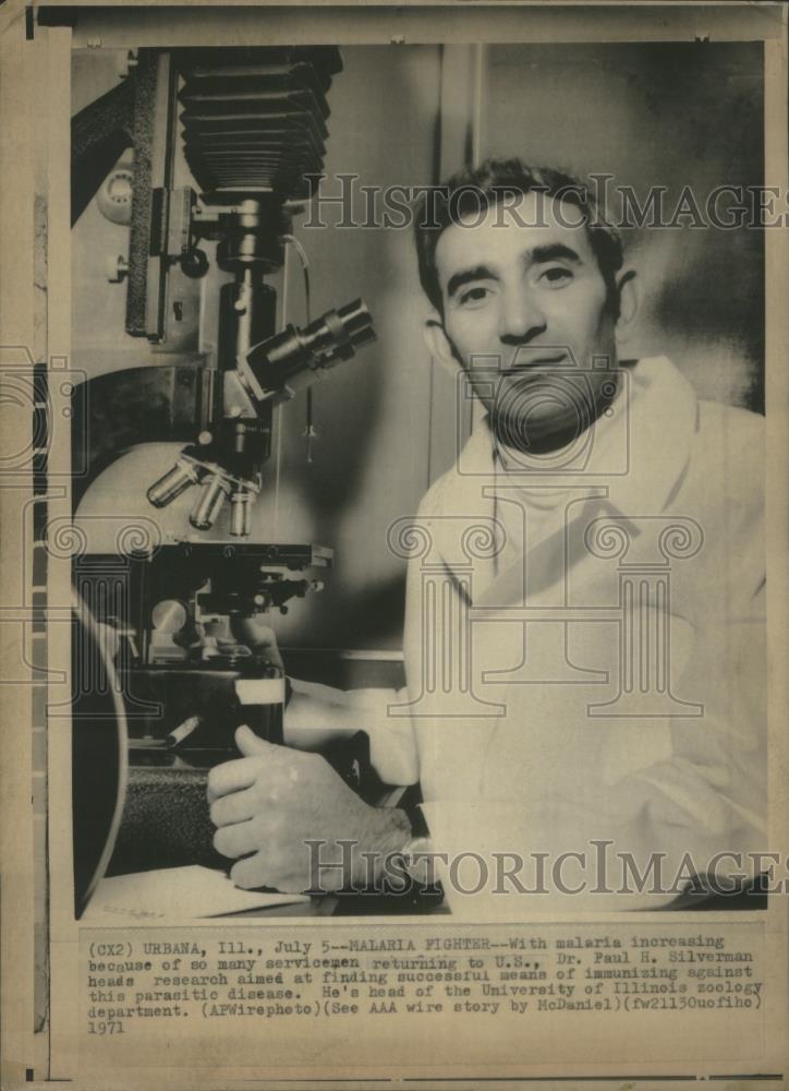 1971 Press Photo Malaria Dr Paul Silverman parasitic di - RSA23127 - Historic Images