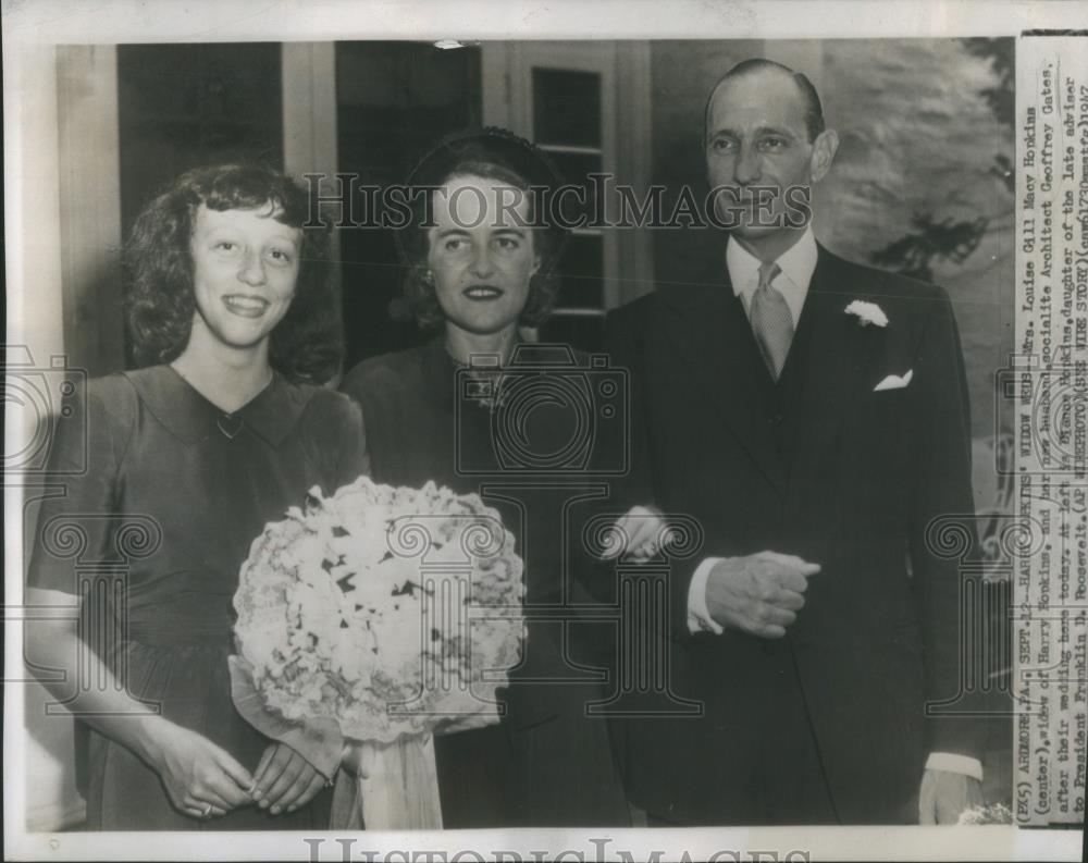 1947 Press Photo Louise Macy Geofrrey Gates Wedding - RSA43637 - Historic Images