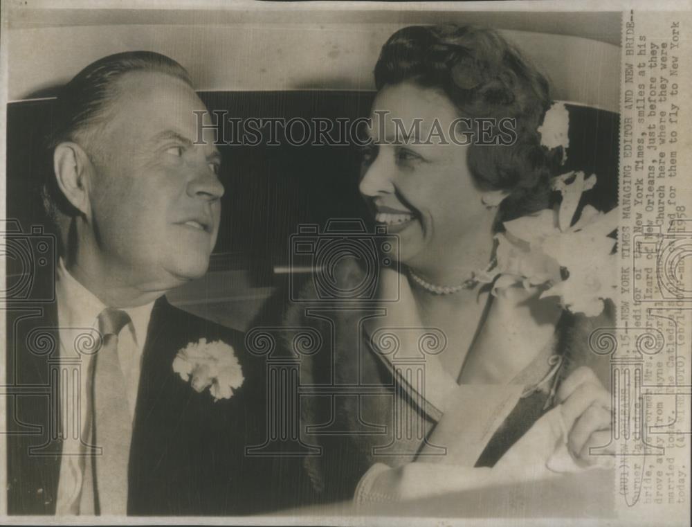 1958 Press Photo Catledge Editor New York Times Bride - RSA53371 - Historic Images